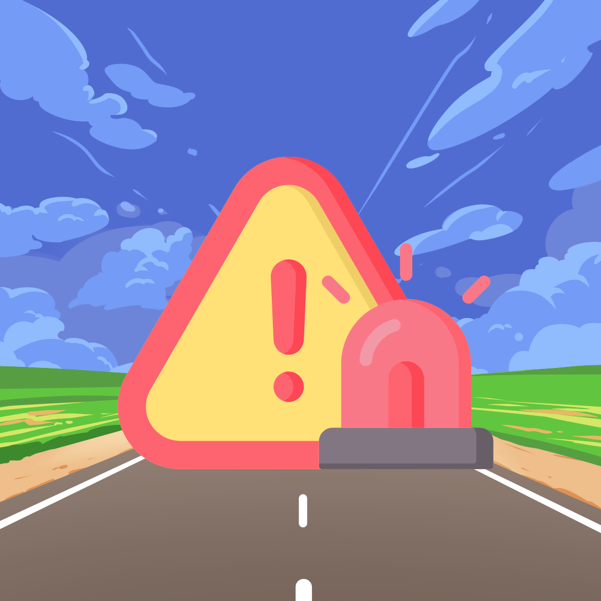 Ilustración de seguridad vial esperando asistencia